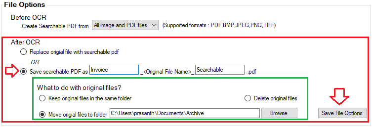 OCRvision OCR software move files