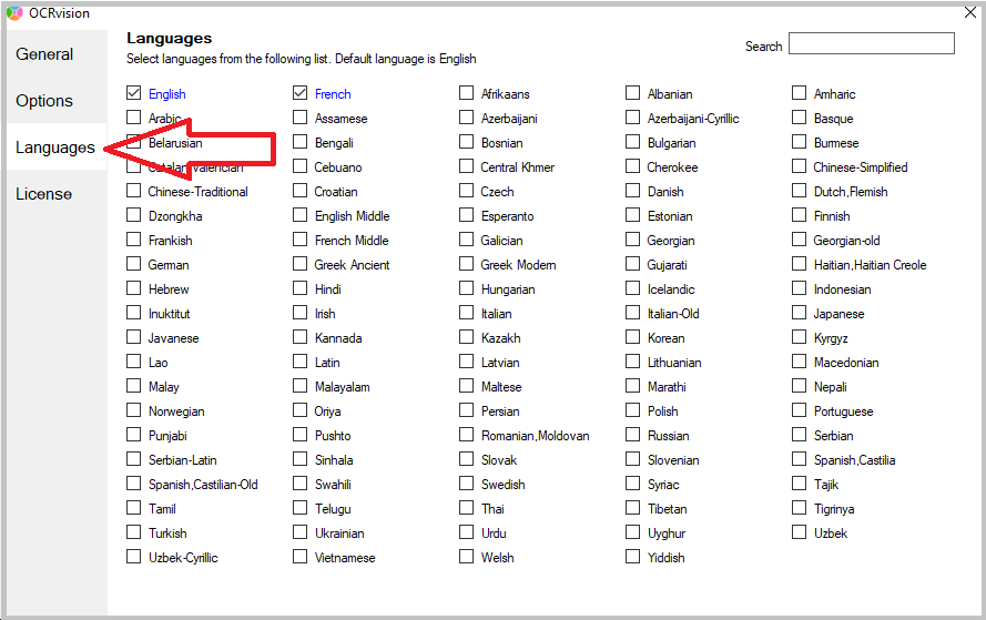 OCRvision OCR software How to configure OCR language